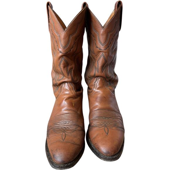 LUCCHESE 2000 Harrison Brown Cowhide Leather Cowboy Boots 9D - Picture 7 of 16